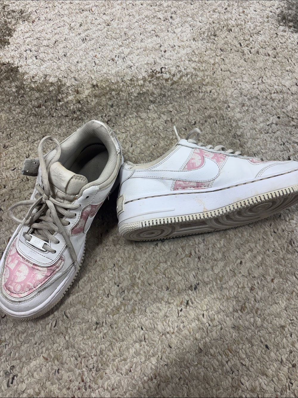 Nike  White Sneakers with Pink Pattern